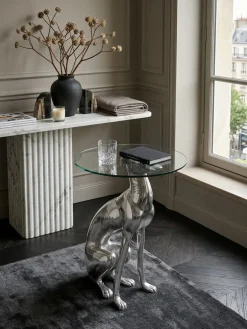 Beistelltisch – Aluminium Silber Figur Hund
