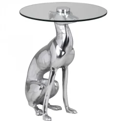 Beistelltisch – Aluminium Silber Figur Hund