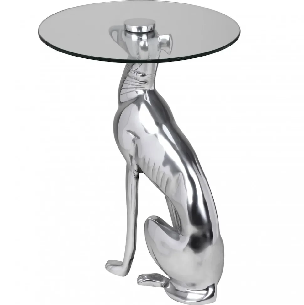 Beistelltisch – Aluminium Silber Figur Hund
