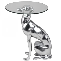 Beistelltisch – Aluminium Silber Figur Hund