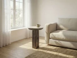 Beistelltisch 36cm mit Marmor Platte weiß Wohnzimmertisch Couchtisch Metall Rund
