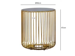 Beistelltisch 40cm Sofatisch Metall Glas Wohnzimmertisch Couchtisch Rund Gold