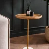 Beistelltisch FineBuy Anstelltisch Massivholz Marmor Ø 40 cm Wohnzimmertisch