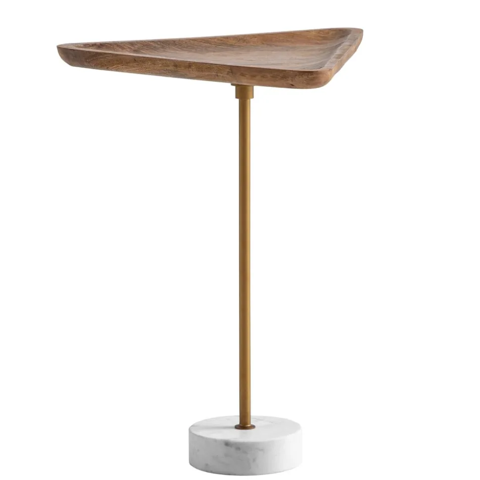 Beistelltisch FineBuy Anstelltisch Massivholz Marmor 45x40 cm Wohnzimmertisch