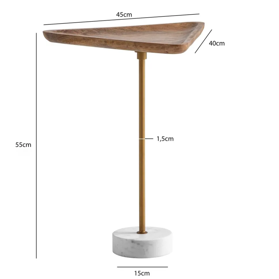 Beistelltisch FineBuy Anstelltisch Massivholz Marmor 45x40 cm Wohnzimmertisch