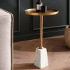 Beistelltisch FineBuy Echter Marmor Ø 34 cm Anstelltisch Wohnzimmertisch Rund