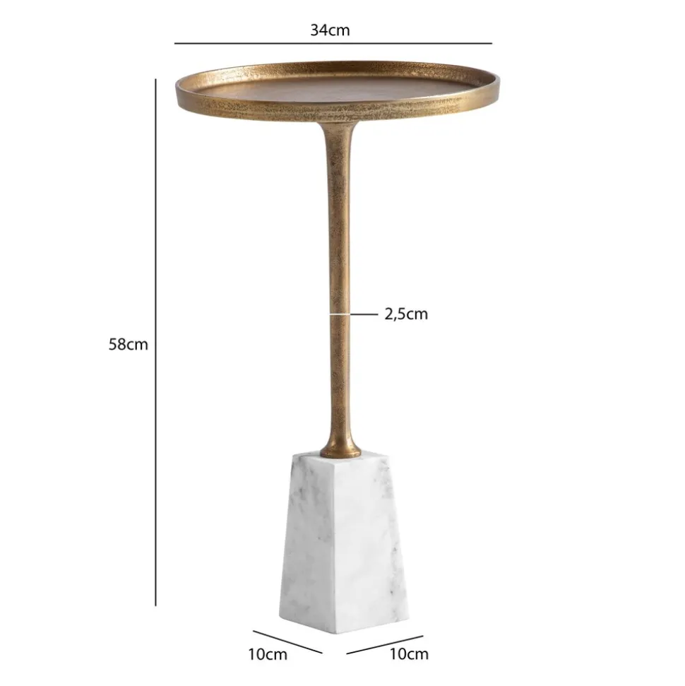 Beistelltisch FineBuy Echter Marmor Ø 34 cm Anstelltisch Wohnzimmertisch Rund