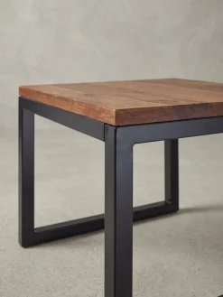 Beistelltisch – Massivholz Braun Metall 45x40x45 cm Industrial