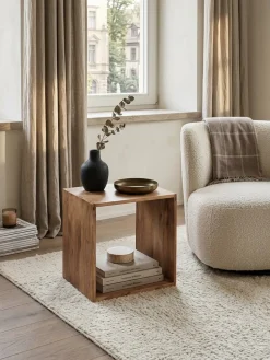 Beistelltisch Massivholz Cube Regal Landhausstil MUMBAI, Akazie 33x43x43 cm
