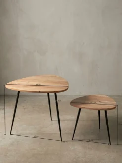 Beistelltisch Set – 2-teilig Akazie Massivholz Metallgestell
