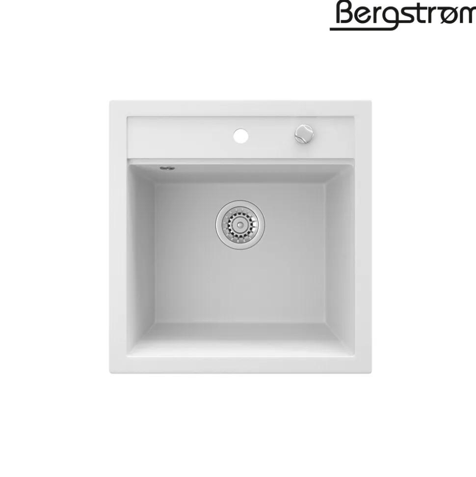 Bergström Granit Spüle Küchenspüle Einbauspüle Spülbecken 490x500mm Weiß