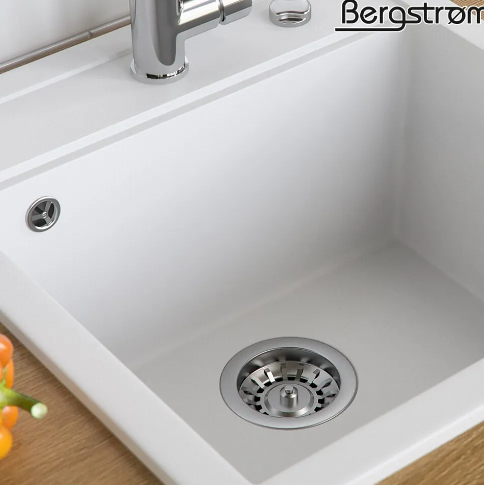Bergström Granit Spüle Küchenspüle Einbauspüle Spülbecken 490x500mm Weiß