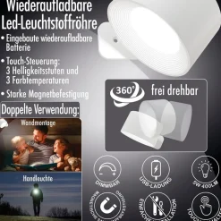 Best Direct® Wandleuchte - schwenkbare Leselampe, Akku, USB Vigilamp POD