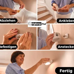 Best Direct® Wandleuchte - schwenkbare Leselampe, Akku, USB Vigilamp POD