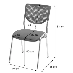 Besucherstuhl H401, Konferenzstuhl stapelbar, Stoff/Textil ~ Sitz schwarz, Füße chrom
