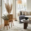 Blumentopf 2er Set Metall und Massivholz Rund mit Füßen in Gold