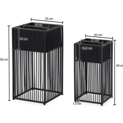 Blumentopf FineBuy Pflanzenkübel 2er Set Metall Schwarz Quadratisch Pflanzgefäß