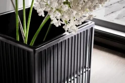 Blumentopf FineBuy Pflanzenkübel 2er Set Metall Schwarz Quadratisch Pflanzgefäß