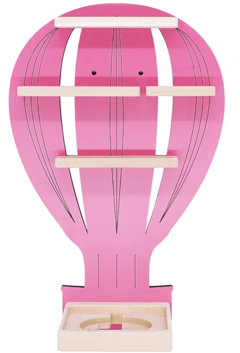 BOARTI Kinderregal Ballon | hängend für Toniebox und Tonie Figuren | Regal | H. 48 x B. 30 x T. 19 | Wandregal Musikbox und Figuren Aufbewahrung mit Magneteinsätzen | Aufbewahrungsregal Holz Heißluftballon