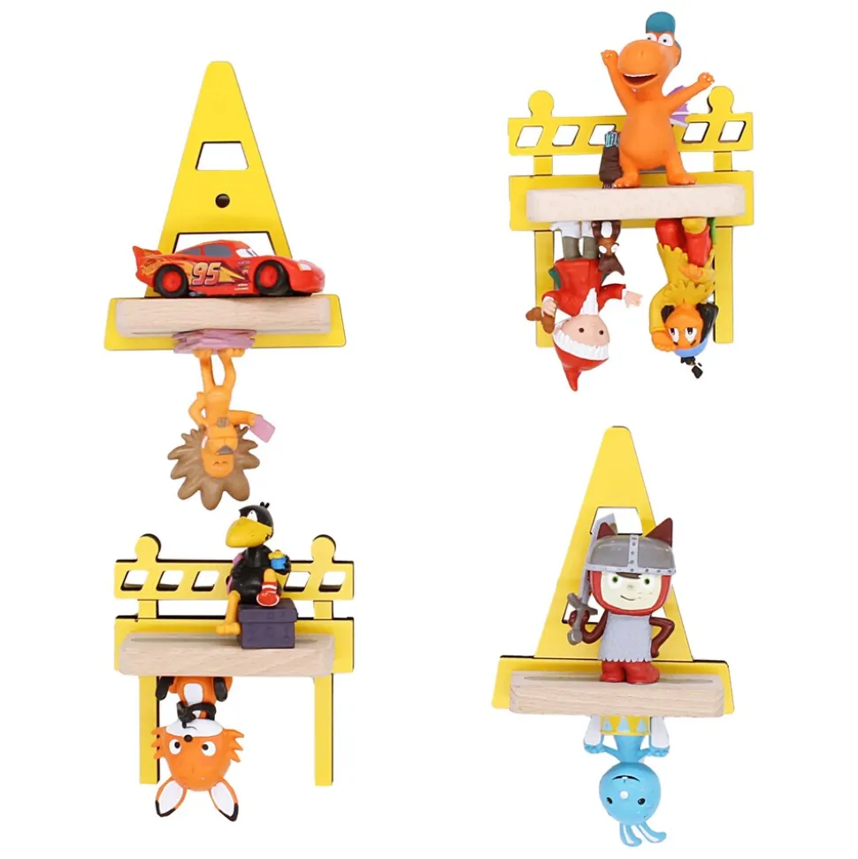 BOARTI Kinderregal Baustelle | hängend für Toniebox und Tonie Figuren | platzsparendes Regal | H. 22 x B. 25 x T. 19 cm | Wandregal Musikbox und Figuren Aufbewahrung Magneteinsätzen | Aufbewahrungsregal Holz