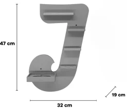 BOARTI Kinderregal Buchstabe J | hängend für Toniebox und Tonie Figuren | platzsparendes Regal | H. 47 x B. 32 x T. 19 | Wandregal Musikbox und Figuren Aufbewahrung Magneteinsätzen | Aufbewahrungsregal Holz