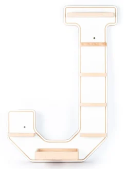 BOARTI Kinderregal Buchstabe J | hängend für Toniebox und Tonie Figuren | platzsparendes Regal | H. 54 x B. 37 x T. 19 | Wandregal Musikbox und Figuren Aufbewahrung Magneteinsätzen | Aufbewahrungsregal Holz