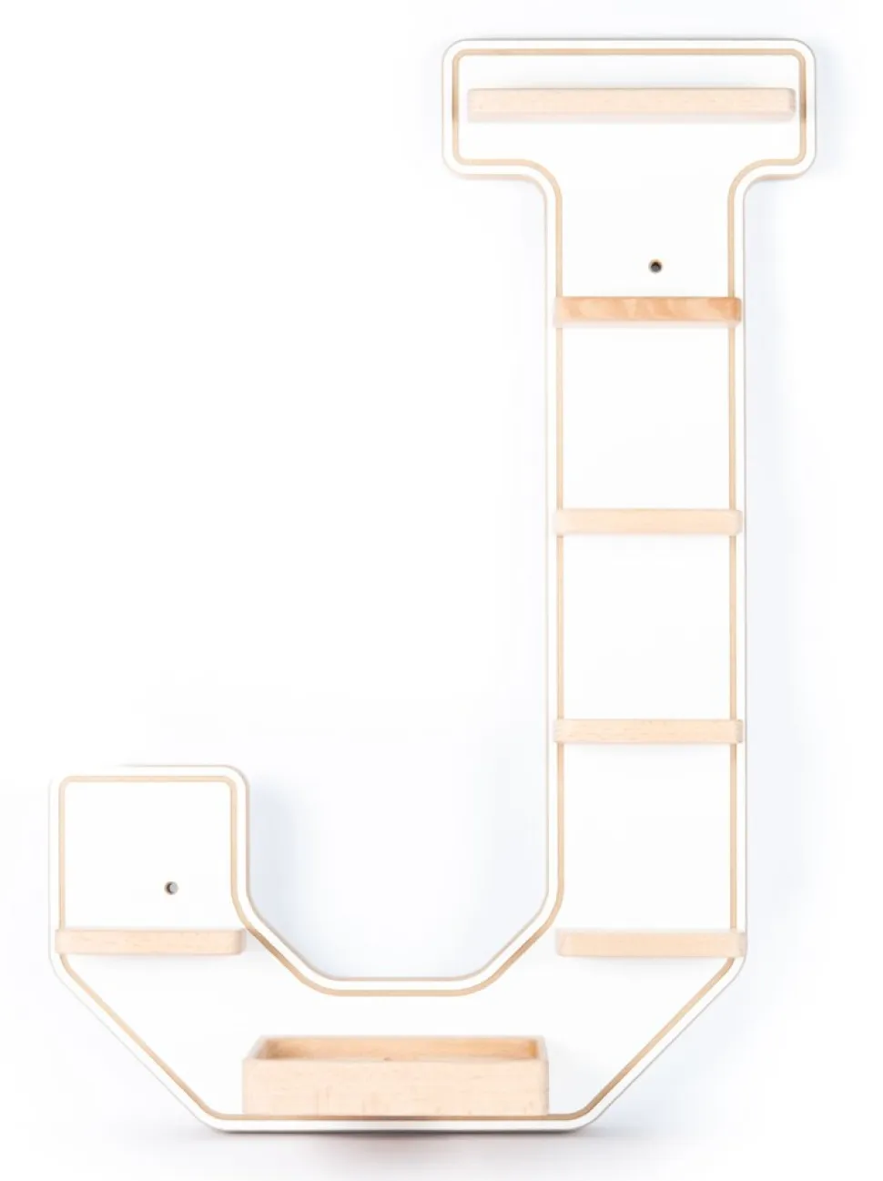 BOARTI Kinderregal Buchstabe J | hängend für Toniebox und Tonie Figuren | platzsparendes Regal | H. 54 x B. 37 x T. 19 | Wandregal Musikbox und Figuren Aufbewahrung Magneteinsätzen | Aufbewahrungsregal Holz