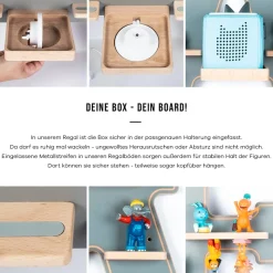 BOARTI Kinderregal Buchstabe O | hängend für Toniebox und Tonie Figuren | platzsparendes Regal | H. 54 x B. 40 x T. 19 | Wandregal Musikbox und Figuren Aufbewahrung Magneteinsätzen | Aufbewahrungsregal Holz