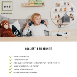 BOARTI Kinderregal Buchstabe O | hängend für Toniebox und Tonie Figuren | platzsparendes Regal | H. 54 x B. 40 x T. 19 | Wandregal Musikbox und Figuren Aufbewahrung Magneteinsätzen | Aufbewahrungsregal Holz