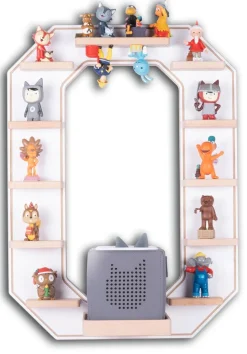 BOARTI Kinderregal Buchstabe O | hängend für Toniebox und Tonie Figuren | platzsparendes Regal | H. 54 x B. 40 x T. 19 | Wandregal Musikbox und Figuren Aufbewahrung Magneteinsätzen | Aufbewahrungsregal Holz