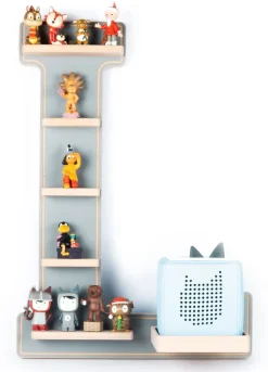 BOARTI Kinderregal Buchstabe L | hängend für Toniebox und Tonie Figuren | platzsparendes Regal | H. 54 x B. 38 x T. 19 | Wandregal für Musikbox Figuren Aufbewahrung Magneteinsätzen | Aufbewahrungsregal Holz