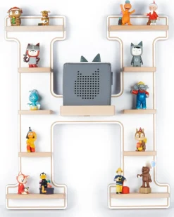 BOARTI Kinderregal Buchstabe H | hängend für Toniebox und Tonie Figuren | platzsparendes Regal | H. 54 x B. 46 x T. 19 cm | Wandregal Musikbox Figuren Aufbewahrung Magneteinsätzen | Aufbewahrungsregal Holz