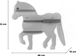 BOARTI Kinderregal Tier Pferd | hängend für Toniebox und Tonie Figuren | platzsparendes Regal | H. 42 x B. 46 x T. 19 | Wandregal für Musikbox Figuren Aufbewahrung Magneteinsätzen | Aufbewahrungsregal Holz