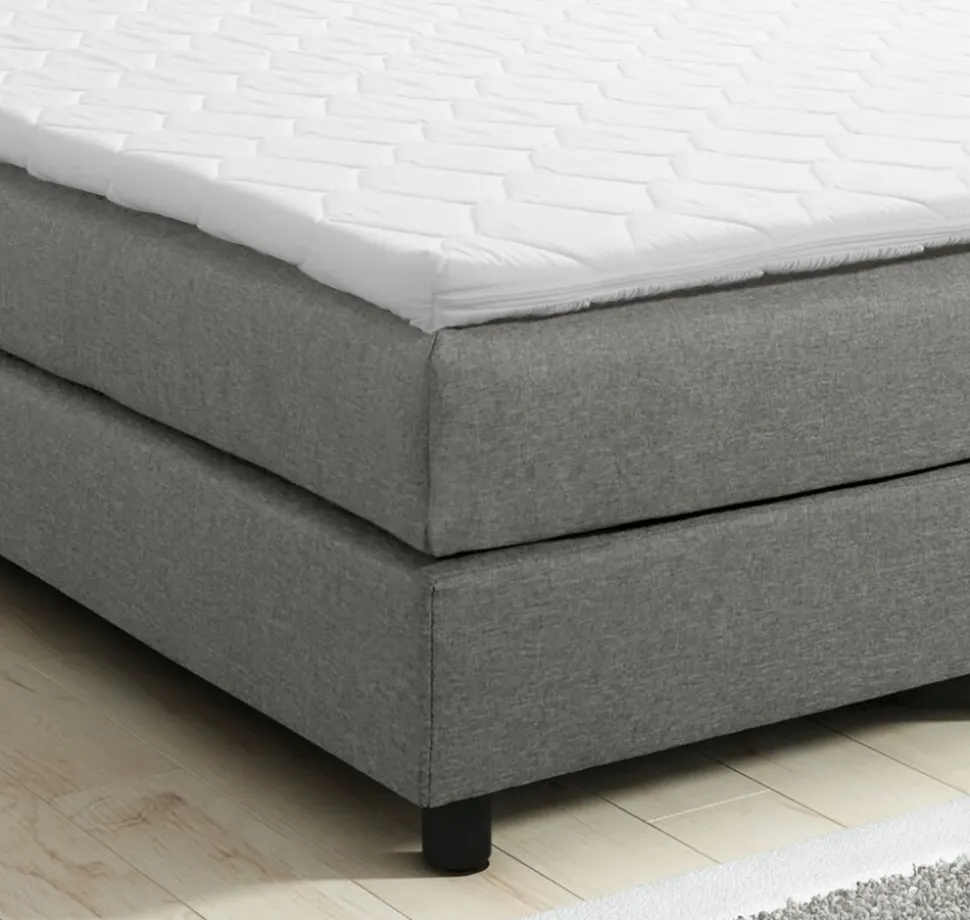 Boxspringbett Boxbett Glenn 1 Hotelbett 140x200 Bonellfederkern Bett Topper hellgrau