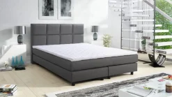 Boxspringbett Boxbett Glenn 2 Tablet Hotelbett 140x200 Bett Topper Grau