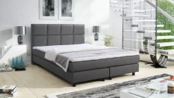 Boxspringbett Boxbett Glenn 2 Tablet Hotelbett 140x200 Bett Topper Grau