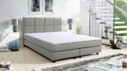 Boxspringbett Boxbett Glenn 1 Tablet Hotelbett 140x200 Bett Topper hellgrau