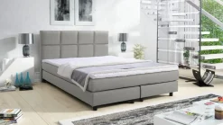 Boxspringbett Boxbett Glenn 1 Tablet Hotelbett 140x200 Bett Topper hellgrau