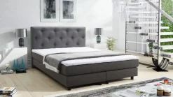 Boxspringbett Boxbett Glenn 2 Chester Hotelbett 140x200 Bett Topper Grau