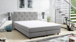 Boxspringbett Boxbett Glenn 1 Chester Hotelbett 140x200 Bett Topper hellgrau