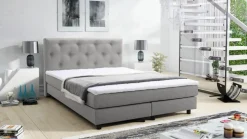 Boxspringbett Boxbett Glenn 1 Chester Hotelbett 140x200 Bett Topper hellgrau