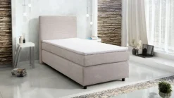 Boxspringbett Hotelbett 90x200 Bonellfederkern Bett Topper Paxos Cordstoff beige