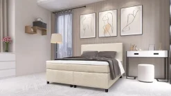 Boxspringbett Paxos Cordstoff Beige 140x200 Hotelbett Bonellfederkern Bett