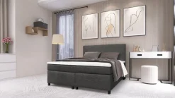Boxspringbett Paxos Cordstoff Graphite 140x200 Hotelbett Bonellfederkern Bett