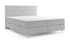 Boxspringbett RIO mit Bettkasten 180 x 200 cm Webstoff Bett Bettkasten Topper - versch. Ausführungen - Grau