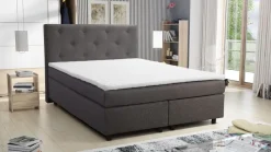 Boxspringbett 140x200 Hotelbett Bonellfederkern Bett Topper Paxos 2 Chester Grau