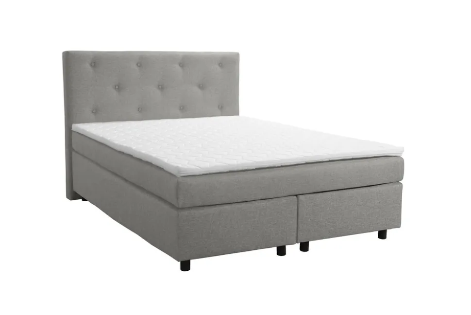 Boxspringbett 140x200 Hotelbett Bonellfederkern Topper Paxos 1 Chester hellgrau