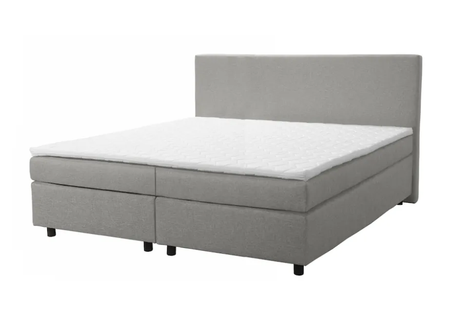 Boxspringbett 180x200 Hotelbett Bonellfederkern Bett mit Topper Paxos 4 hellgrau