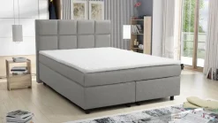 Boxspringbett 140x200 Hotelbett Bonellfederkern Bett Topper Paxos 1 Tablet hellgrau