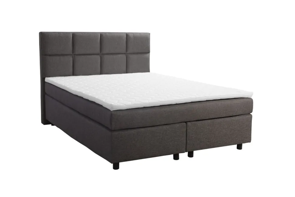 Boxspringbett 140x200 Hotelbett Bonellfederkern Bett Topper Paxos 2 Tablet Grau